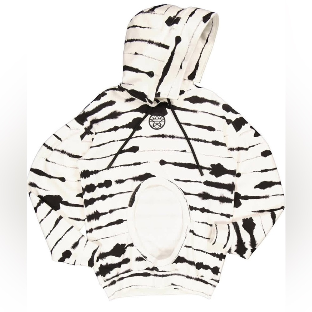 NWT BURBERRY Size Small Cut-out Detail Striped Cotton Hoodie